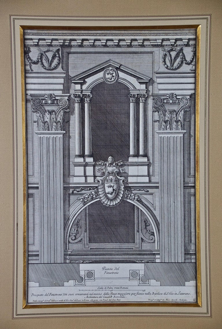 18th C. Italian Architectural Engraving of a Borromini Designed Church in Rome - Print by Francesco Borromini 