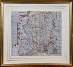Antique Map of Hampshire County, Britain/England, from Camden's" Britannia" in 1607 