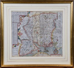 Map of Hampshire County, Britain/England, from Camden's" Britannia" in 1607