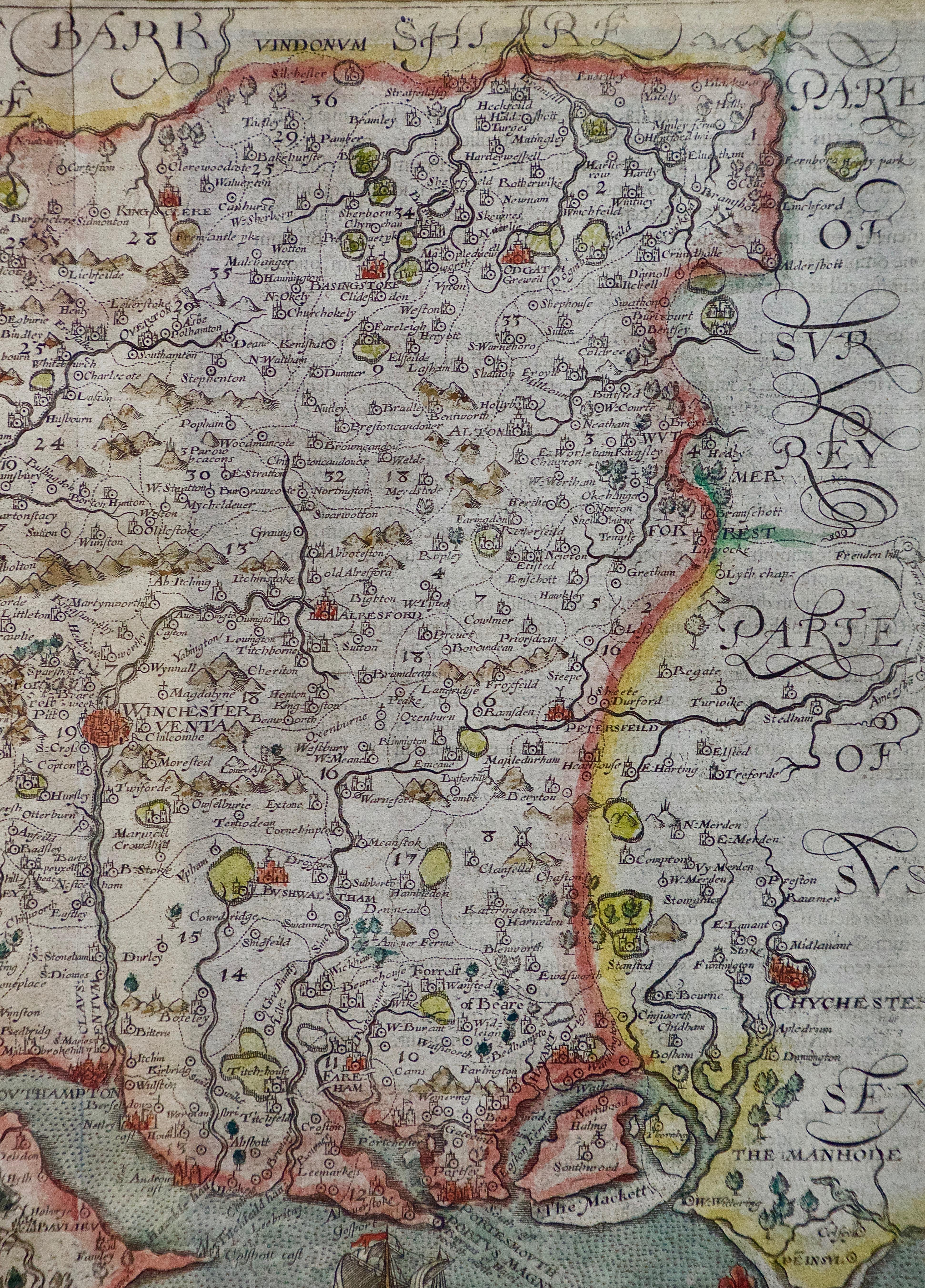 Map of Hampshire County, Britain/England, from Camden's