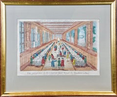 Hand Colored Vue d'optique of the Hotel des Invalides Dining Room in Paris