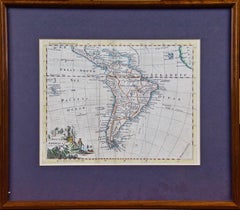 Handkolorierte gerahmte Karte von Südamerika aus dem 18. Jahrhundert von Thomas Jefferys