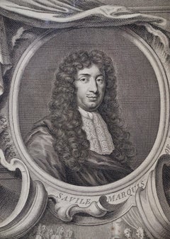 18th Century Engraved Portrait of George Savile, Marquis of Halifax by Houbraken