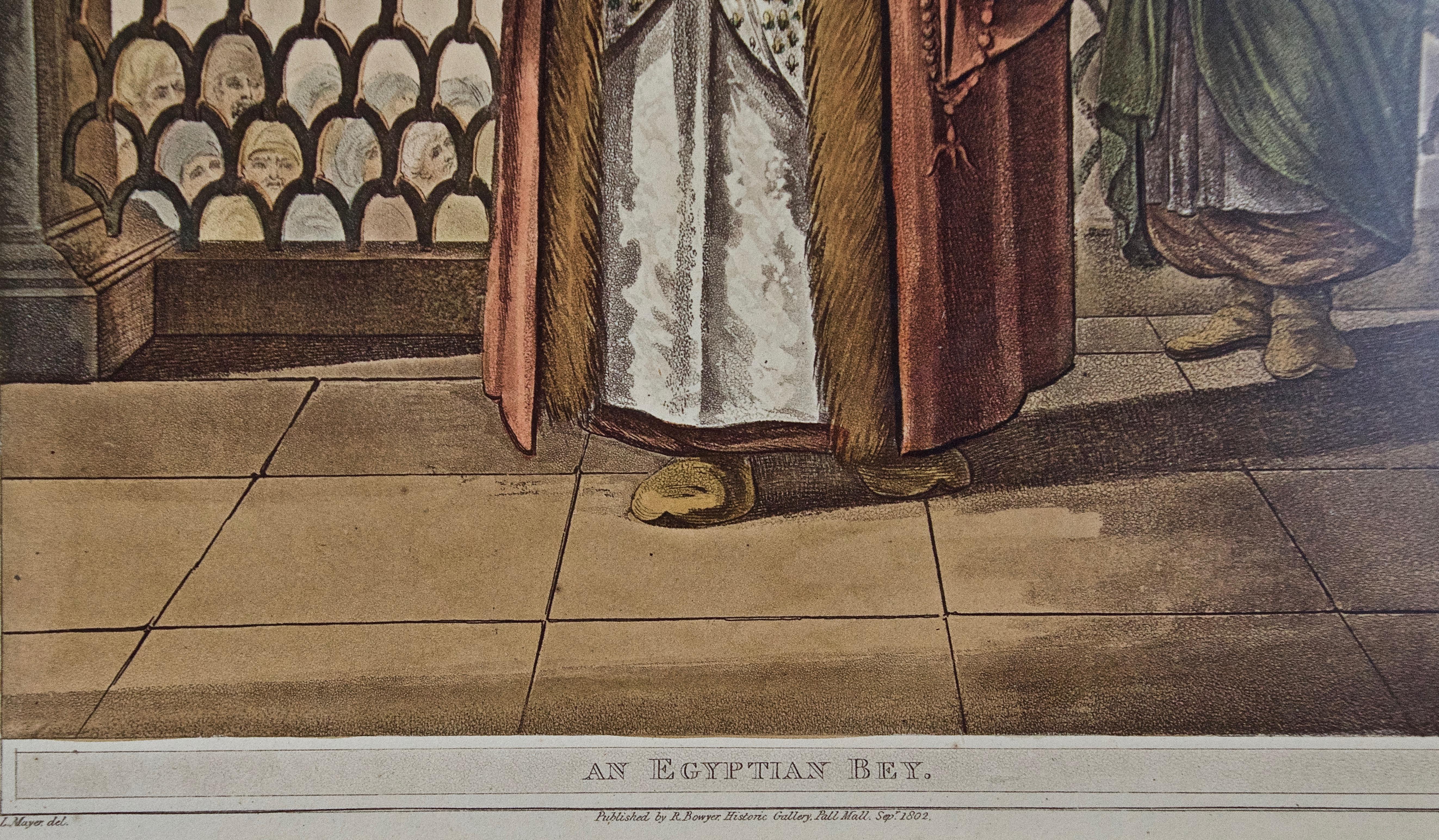 A Hand Colored Engraving of an 18th-19th Century Egyptian Ruler by Luigi Mayer  2