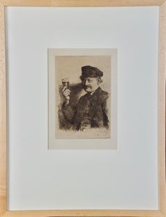 19th Century Etching Der Trinker (The Drinker, Portrait of a Brewer) by Leibl