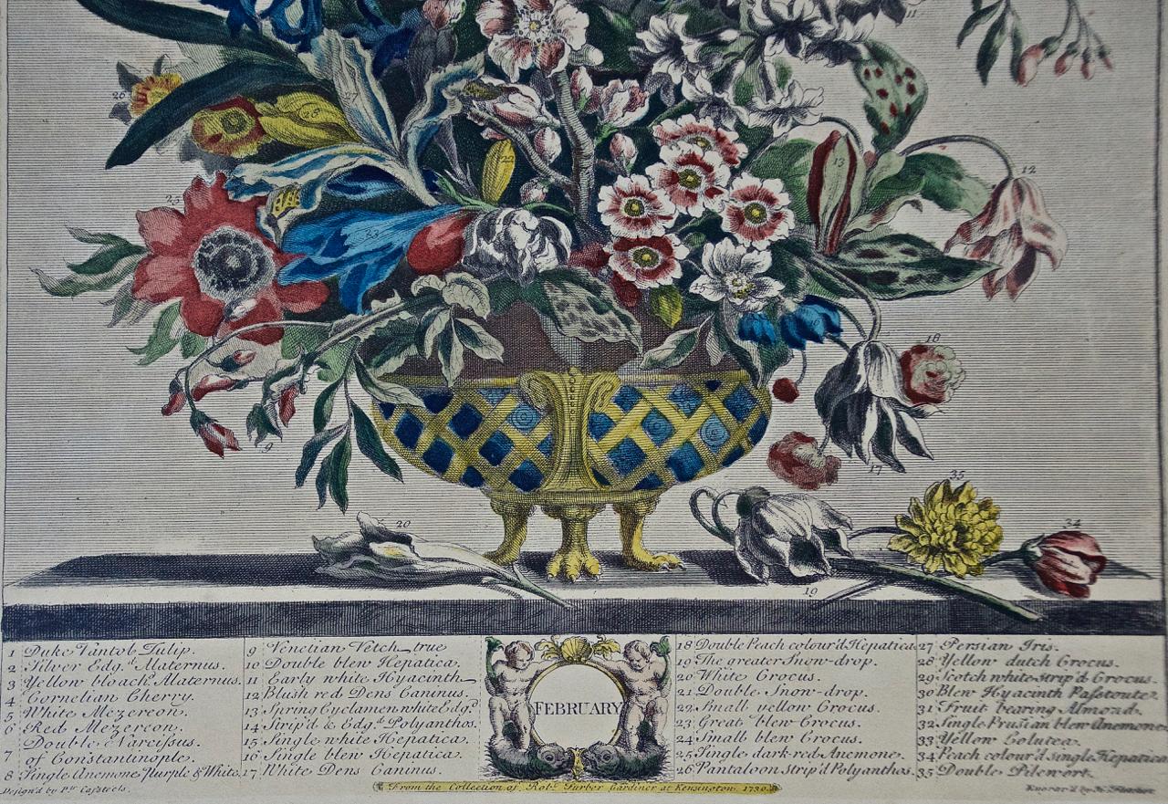 This framed hand-colored engraving entitled 
