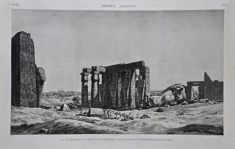 'Description De L'Égypte' Engraving of Tomb & Statue of Ramses II (Ozymandias)  - Print by André Dutertre 