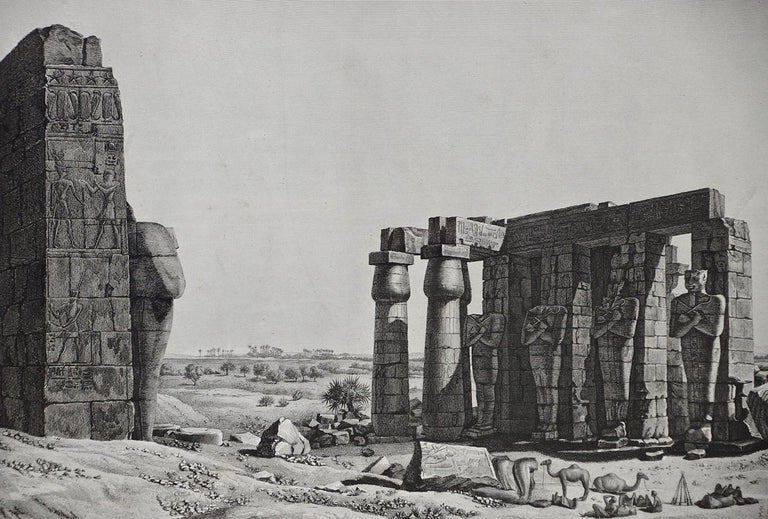 'Description De L'Égypte' Engraving of Tomb & Statue of Ramses II (Ozymandias)  - Naturalistic Print by André Dutertre 