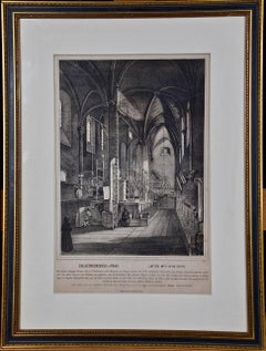 Synagogue in Prague:  An Engraving of the Interior of "Die Altneuschule in Prag"