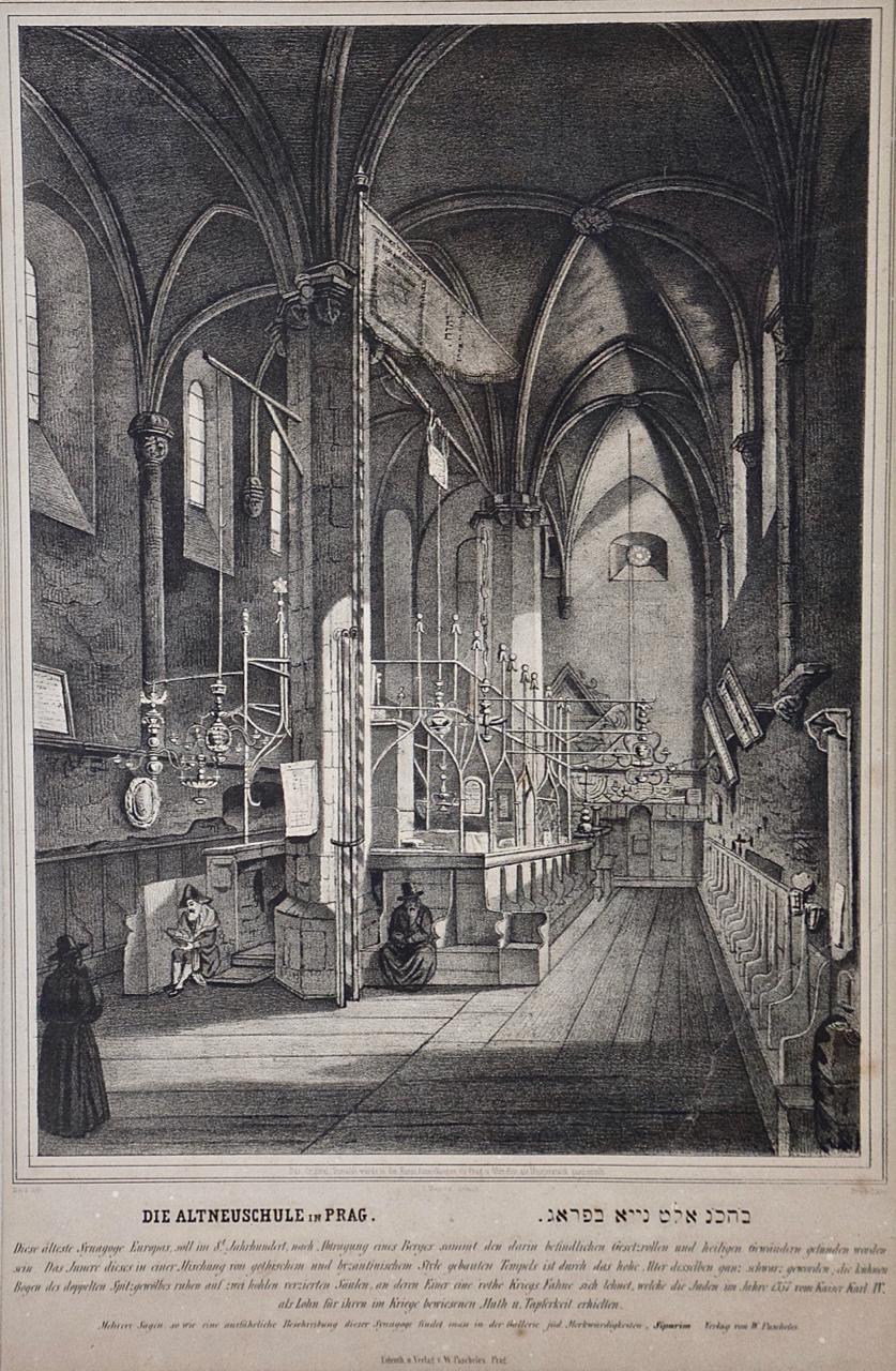 Synagogue in Prague:  An Engraving of the Interior of 