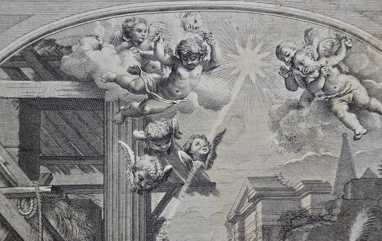 Le don des mages : une gravure religieuse du 18e siècle par Vale, d'après Calmarat - Print de S. Vale after Calmarat
