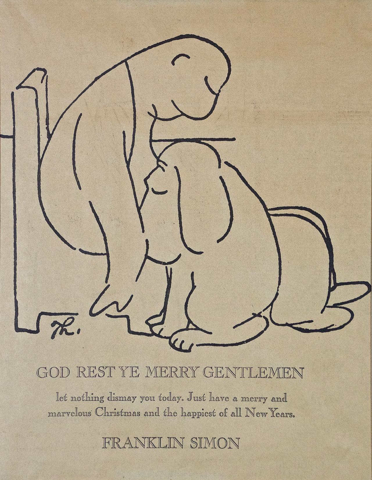 Weihnachtslithographie-Poster nach James Thurber „God Rest Ye Merry Gentlemen“ im Angebot 1