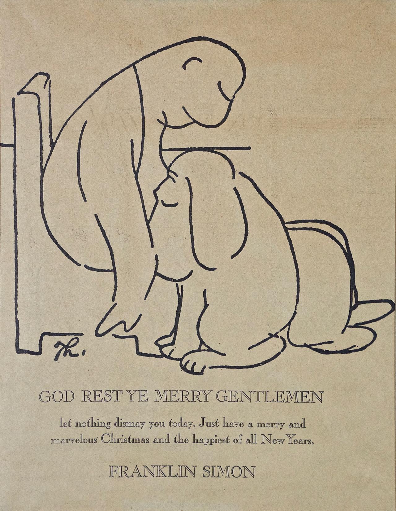 Affiche de Noël Lithographie d'après James Thurber « God Rest Ye Merry Gentlemen »  en vente 1