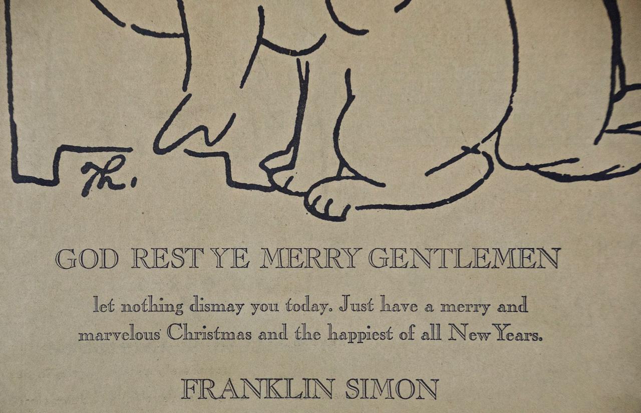 Weihnachtslithographie-Poster nach James Thurber „God Rest Ye Merry Gentlemen“ im Angebot 3