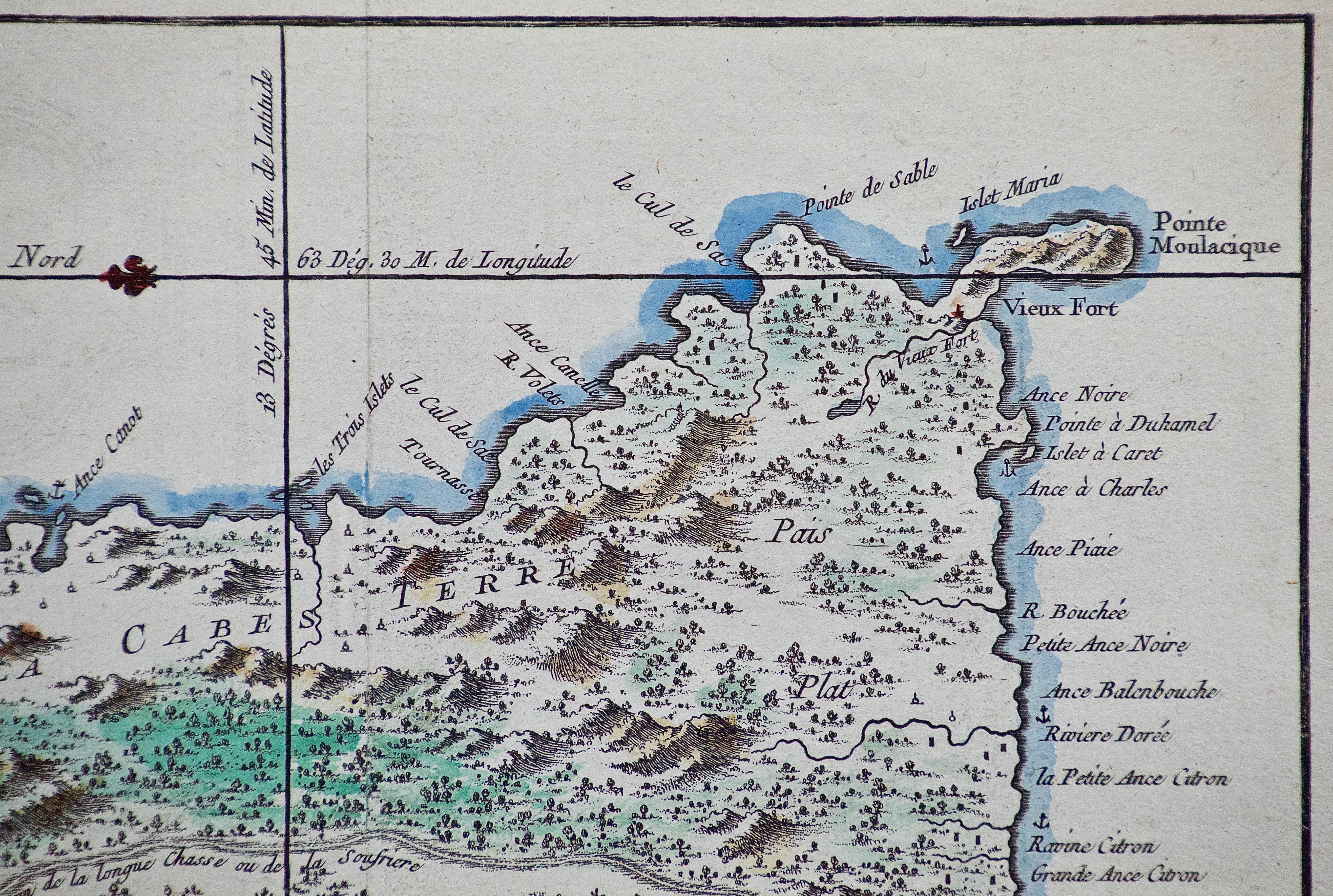 Bellin 18th Century Hand Colored Map of 