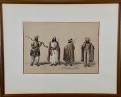 A Pair of 19th C. Engravings Depicting the Costumes and Weapons of Afghani Men