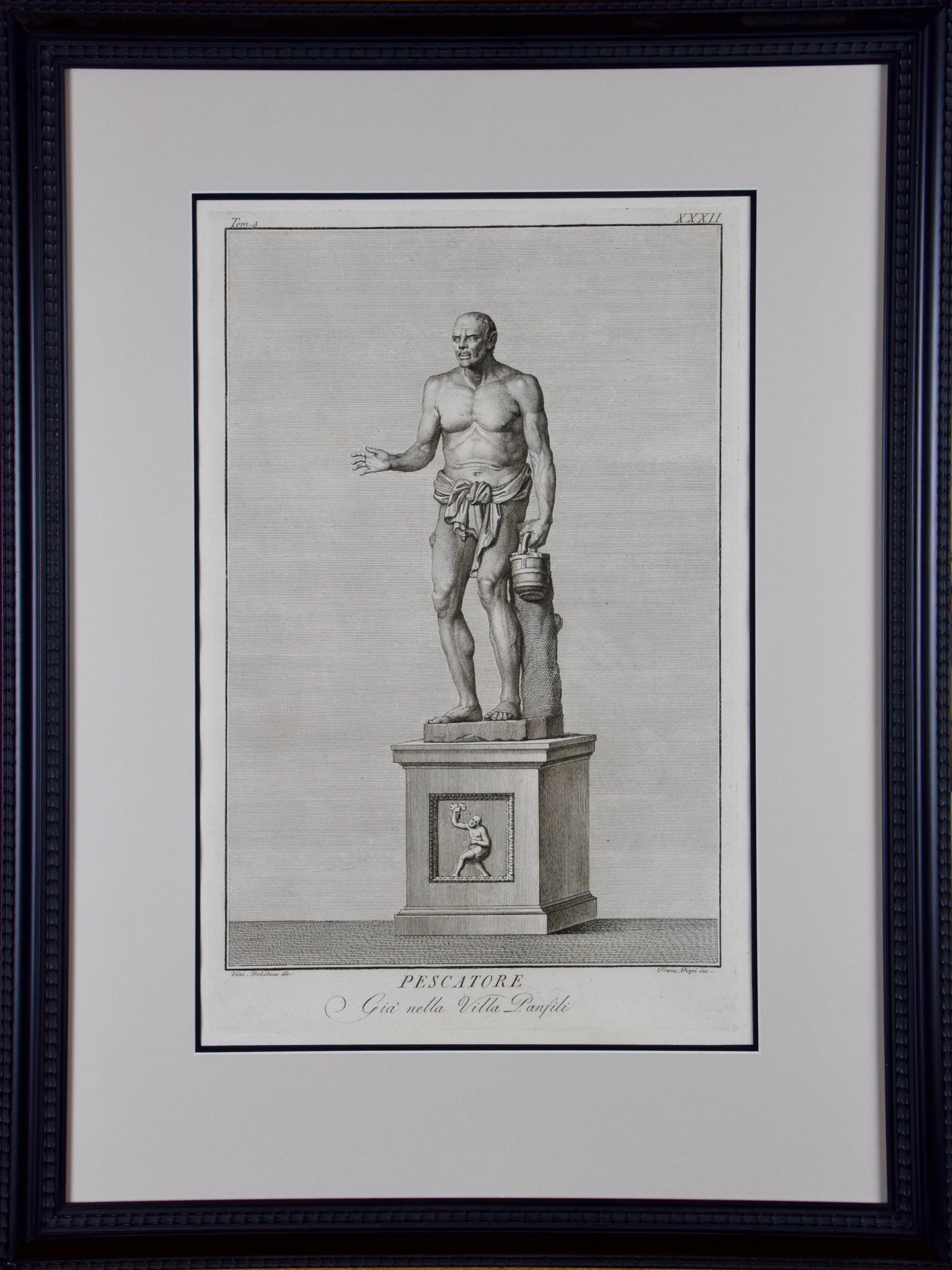 Statues romaines anciennes au Vatican : Un ensemble de trois gravures du C.I.C. - Print de Vincenzo Dolcibene