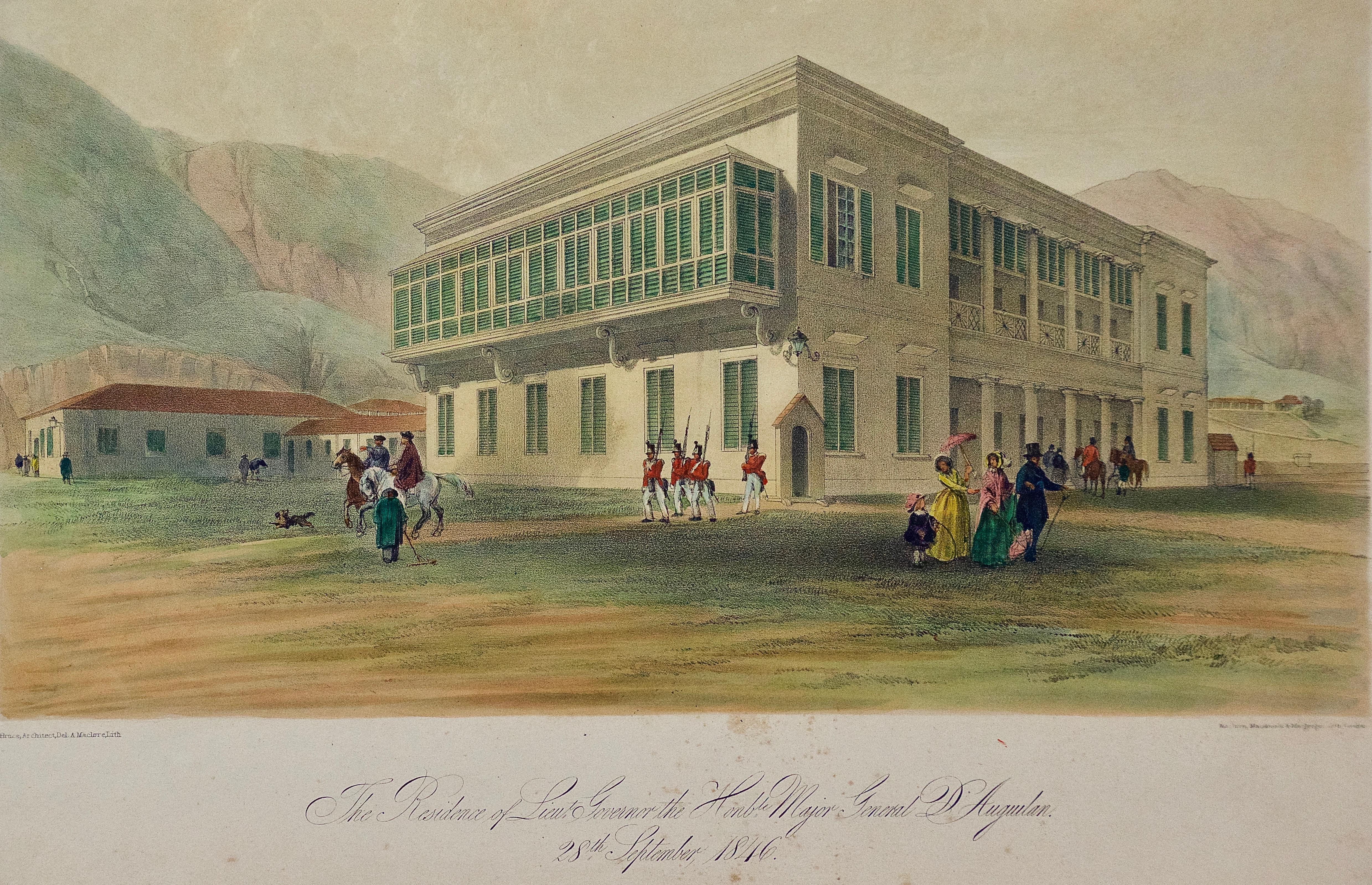 Architectural View of the Residence of the Lieutenant Governor, Hong Kong - Print by Murdoch Bruce