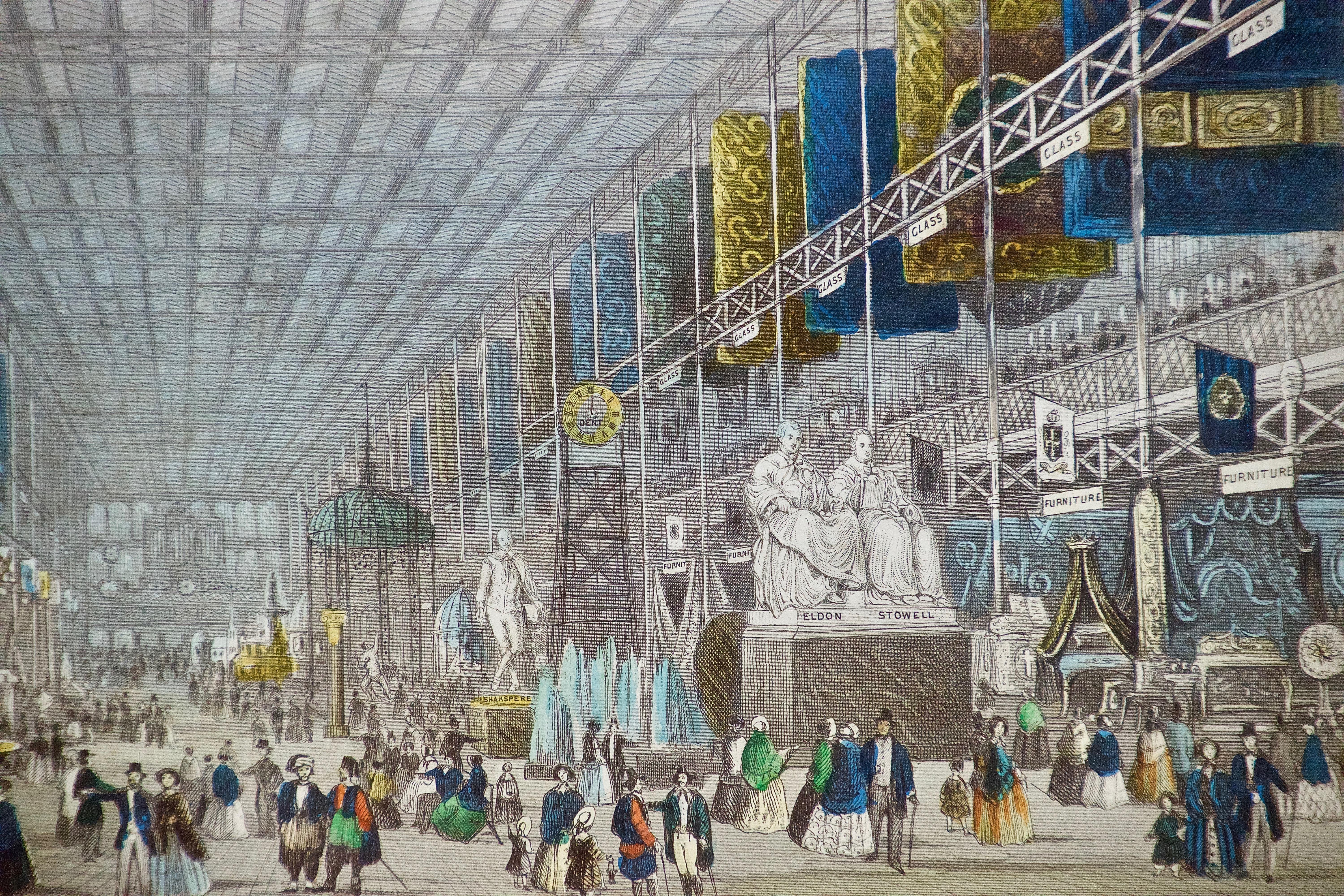 Pair of Colored Engravings of the Crystal Palace; London's 1851 Great Exposition 2