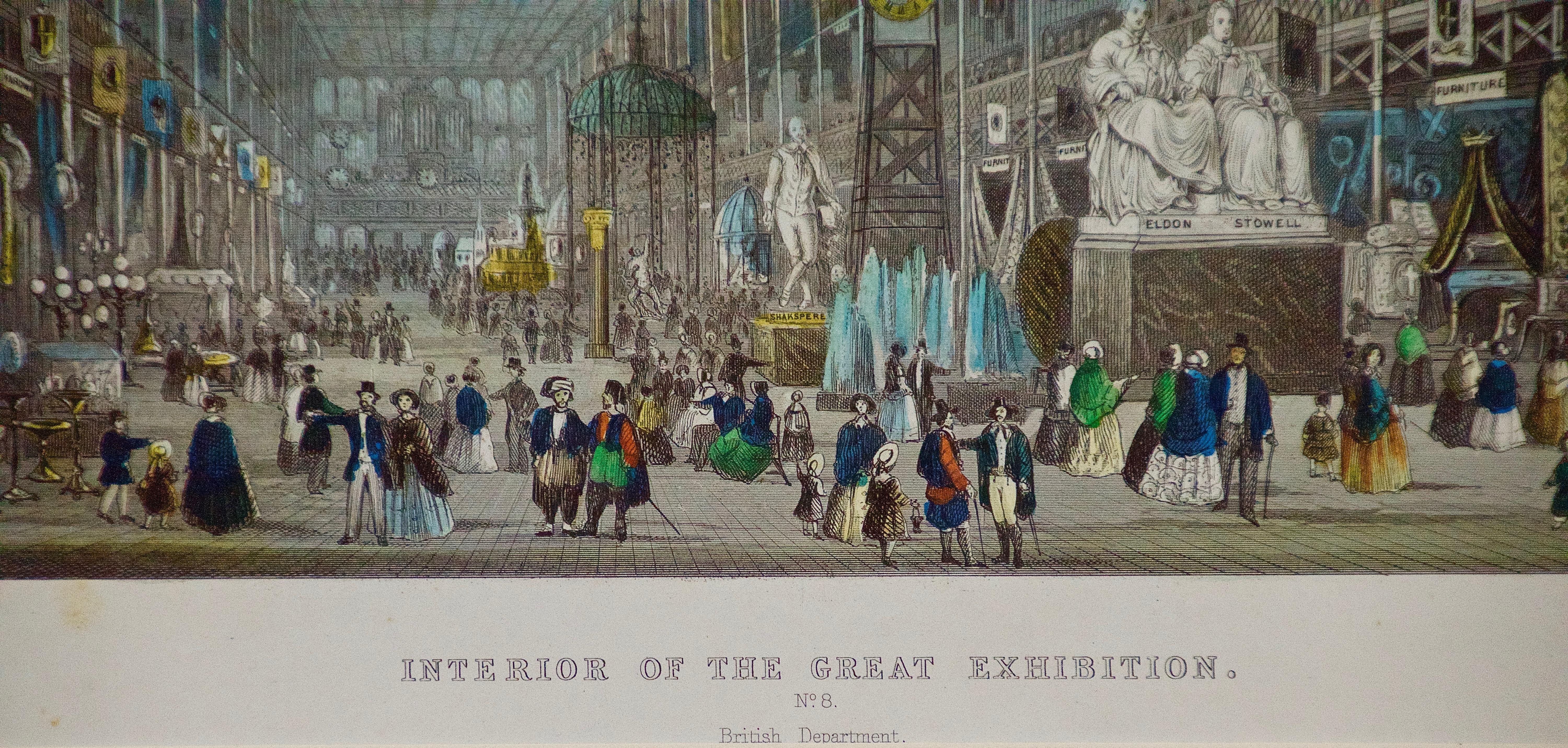 Pair of Colored Engravings of the Crystal Palace; London's 1851 Great Exposition 3