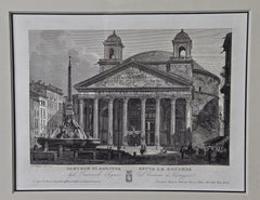 Vintage The Pantheon in Rome: A 19th Century Etching by Cottafavi