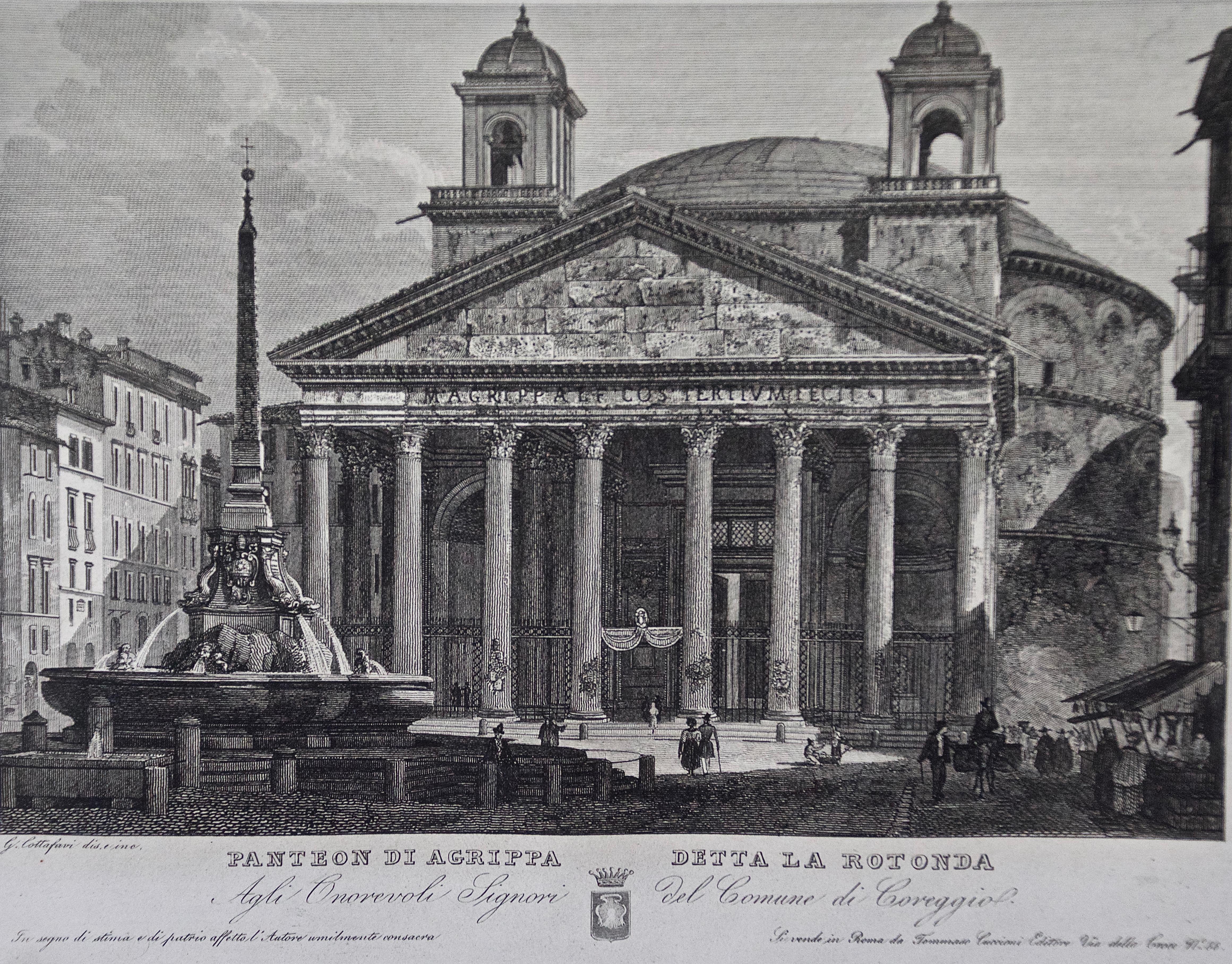 El Panteón de Roma: Un aguafuerte del siglo XIX de Cottafavi - Print de Gaetano Cottafavi
