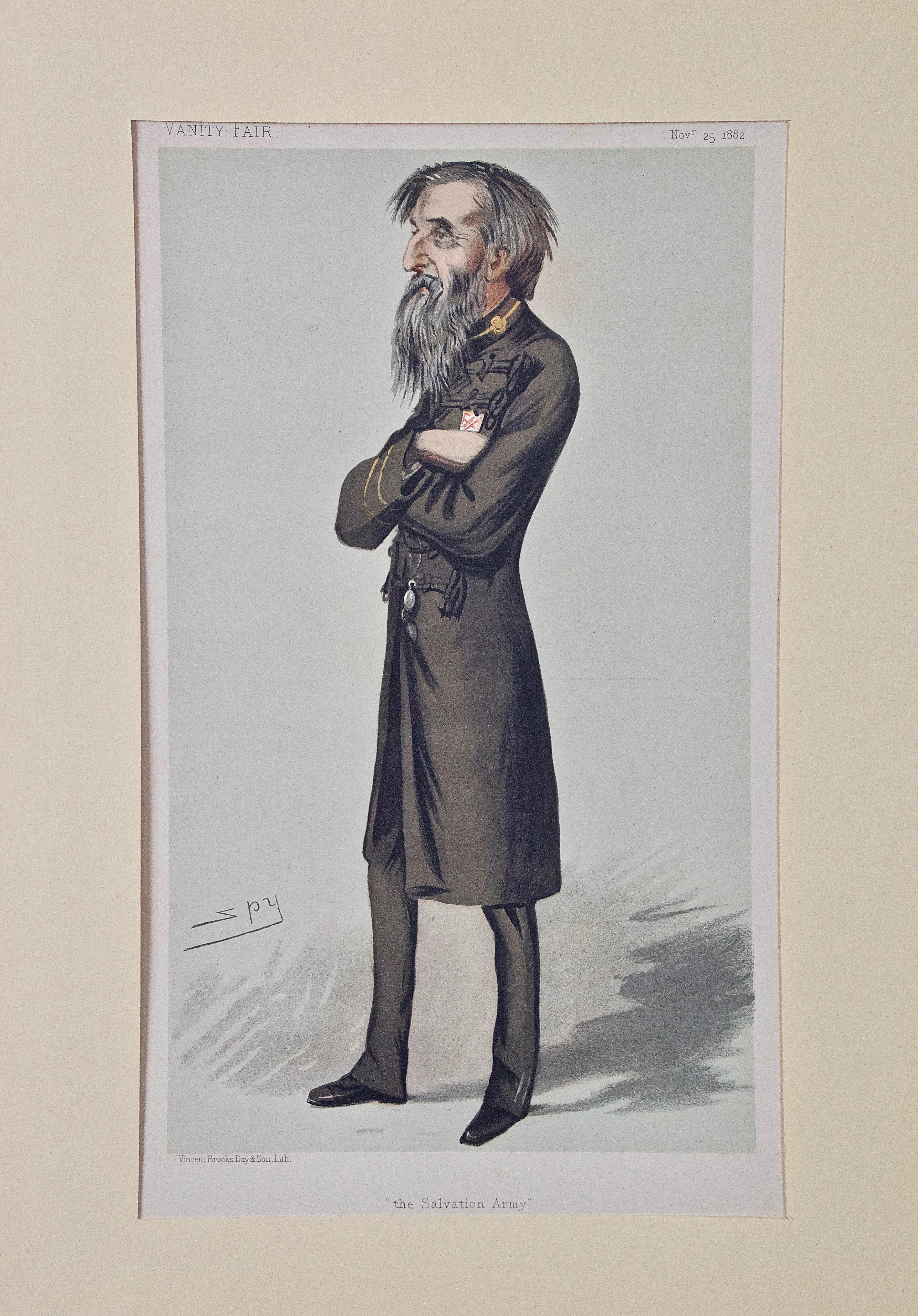 Sir Leslie Ward Portrait Print - William Booth, Founder of "The Salvation Army": A 19th C. Vanity Fair Caricature