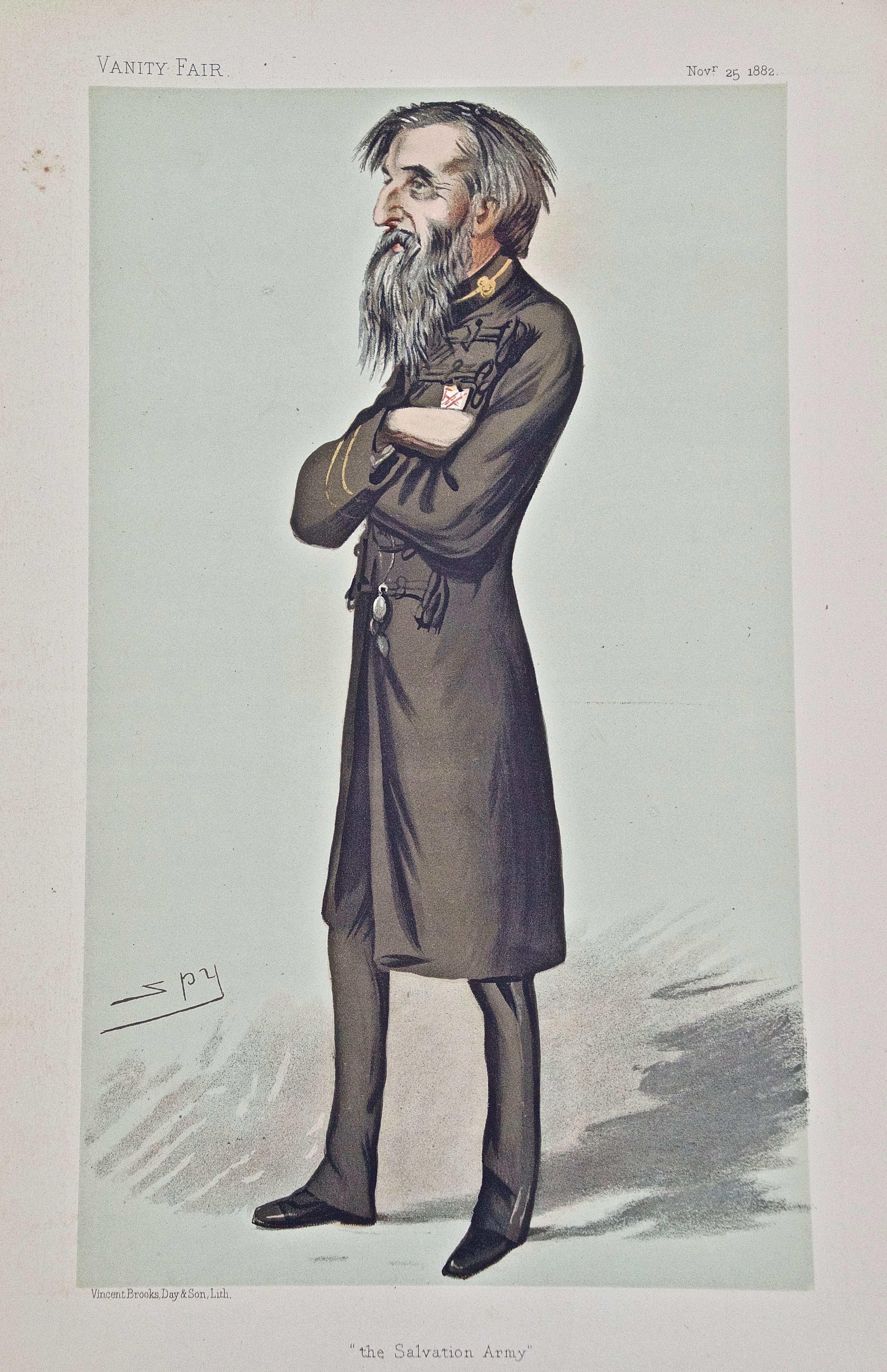 William Booth, Gründer von „The Salvation Army“: Eine Schnitzerei aus der Vanity Fair des 19. Jahrhunderts – Print von Sir Leslie Ward
