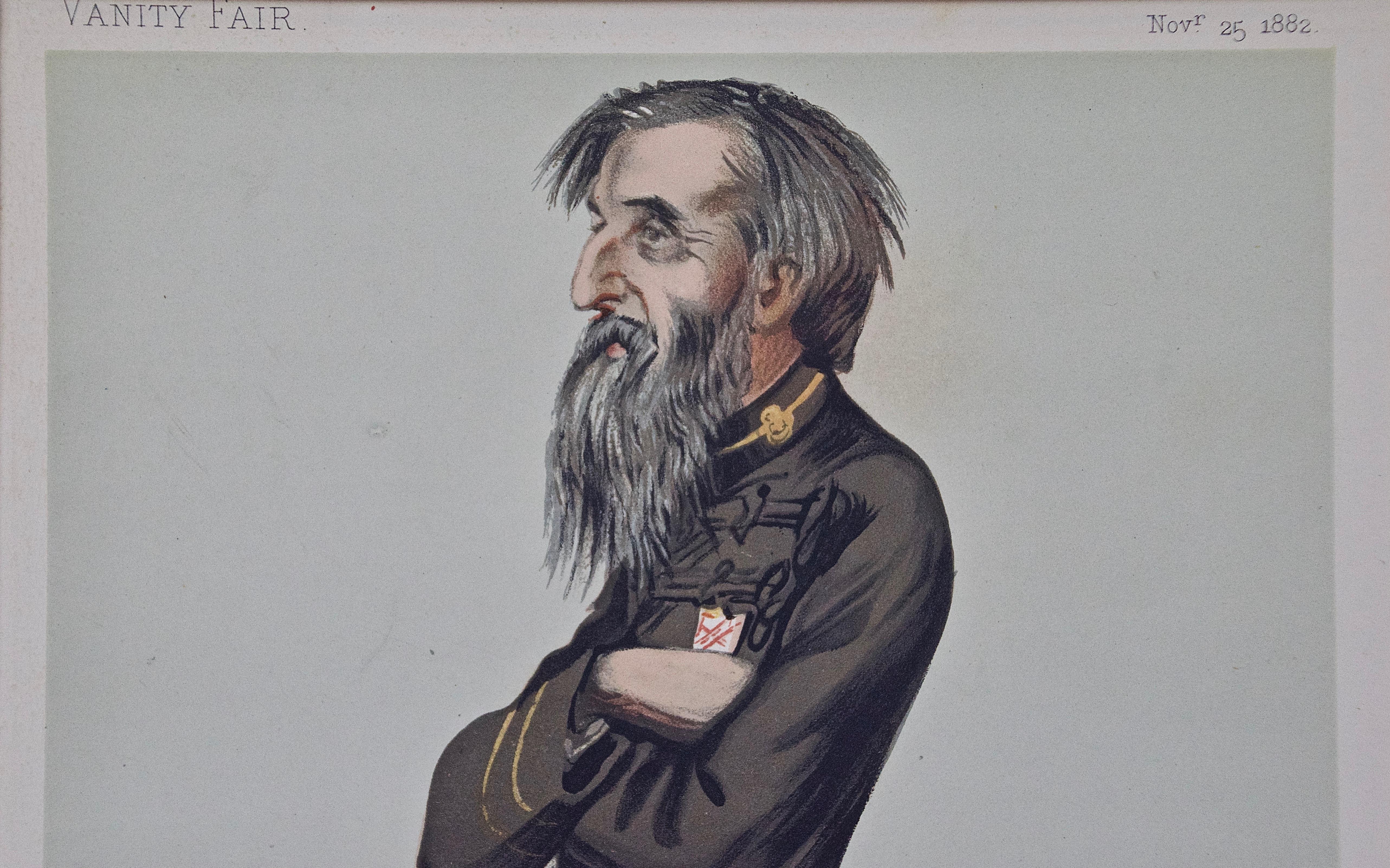 William Booth, Gründer von „The Salvation Army“: Eine Schnitzerei aus der Vanity Fair des 19. Jahrhunderts (Grau), Portrait Print, von Sir Leslie Ward