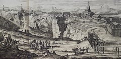An Antique Engraved View of Copper Mining in Sweden in the 17th C. by Dahlberg