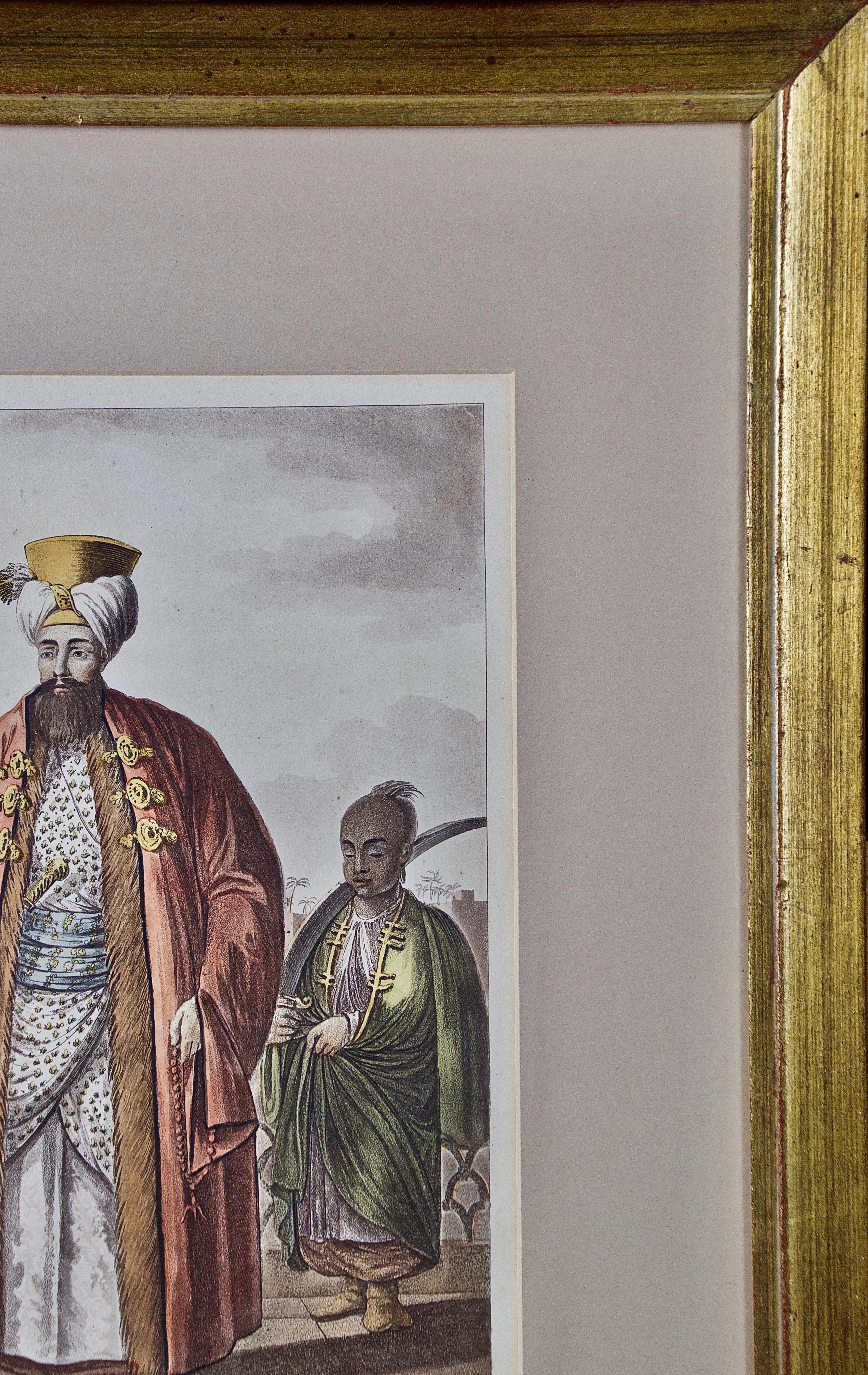 A Hand Colored Engraving of an 18th-19th Century Egyptian Ruler by Luigi Mayer  3