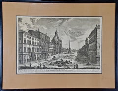 Piazza Navona à Rome : une gravure originale du 18ème siècle encadrée par Barbault