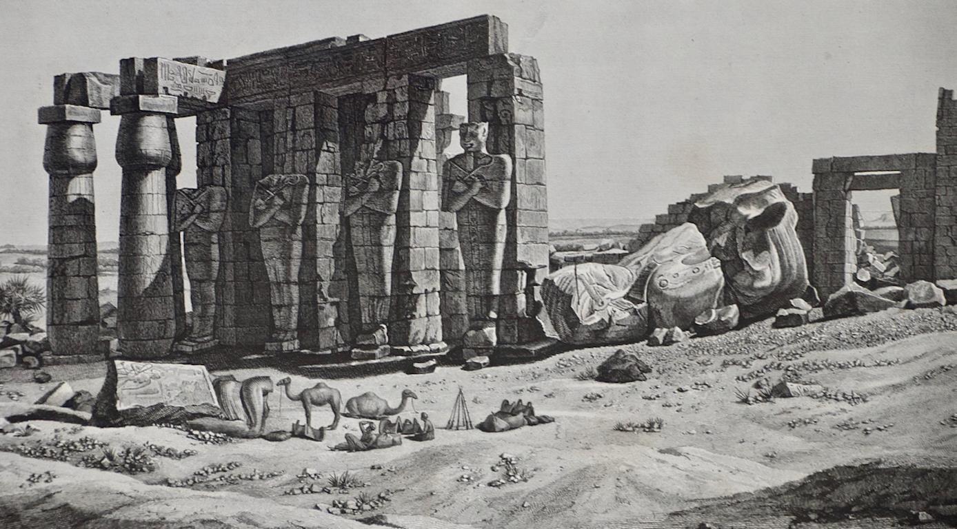'Description De L'Égypte' Engraving of Tomb & Statue of Ramses II (Ozymandias)  - Naturalistic Print by André Dutertre 