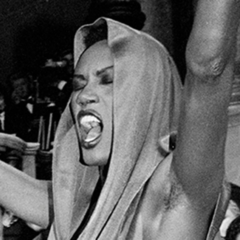 Grace Jones & Iman, Paris, 1985,  Photography - Black Black and White Photograph by Richard Young