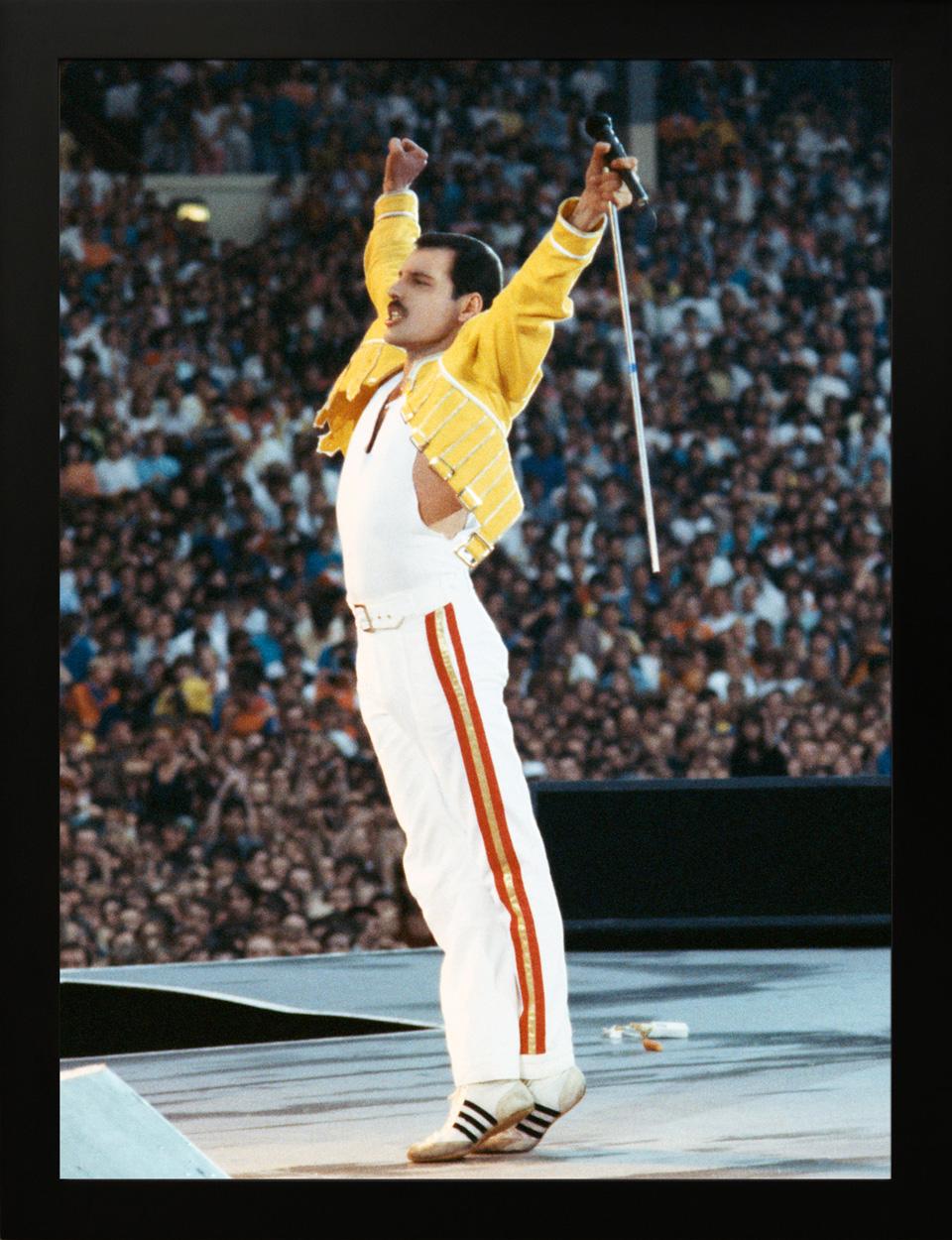 Freddie Mercury, Queen in Concert, Magic Tour, Wembley Stadium, London, 1986 - Other Art Style Photograph by Richard Young
