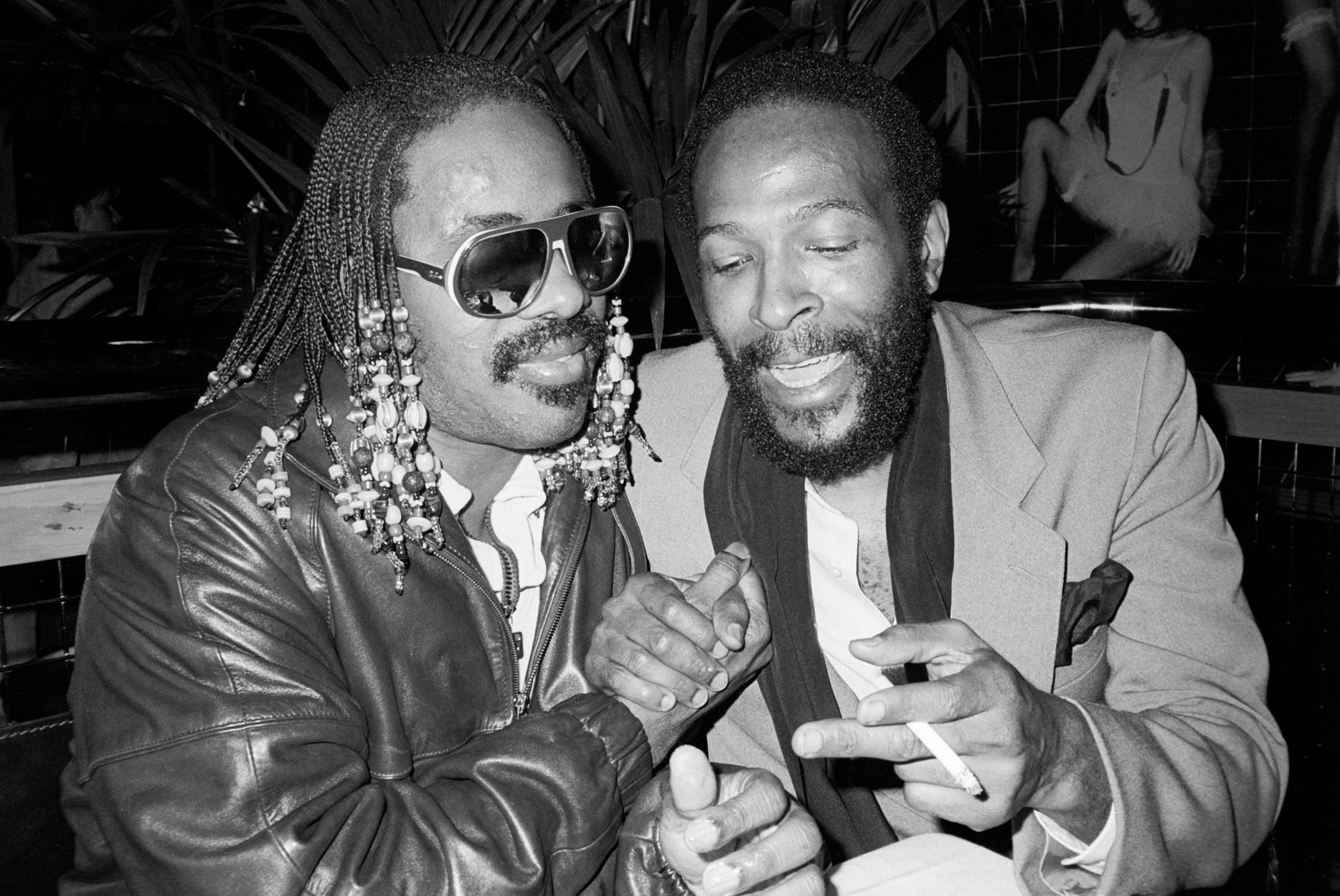 Richard Young Portrait Photograph - Stevie Wonder and Marvin Gaye, Stringfellows, London, 1981, Photography