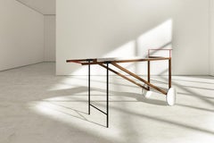 Wheel Barrow Buffet, Pastel and Wood Rolling Bar Cart