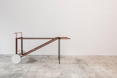 Wheel Barrow Buffet, Pastel and Wood Rolling Bar Cart