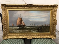 Fishing Boats Making For Yarmouth Haven - Large Seascape Oil On Canvas, Callow