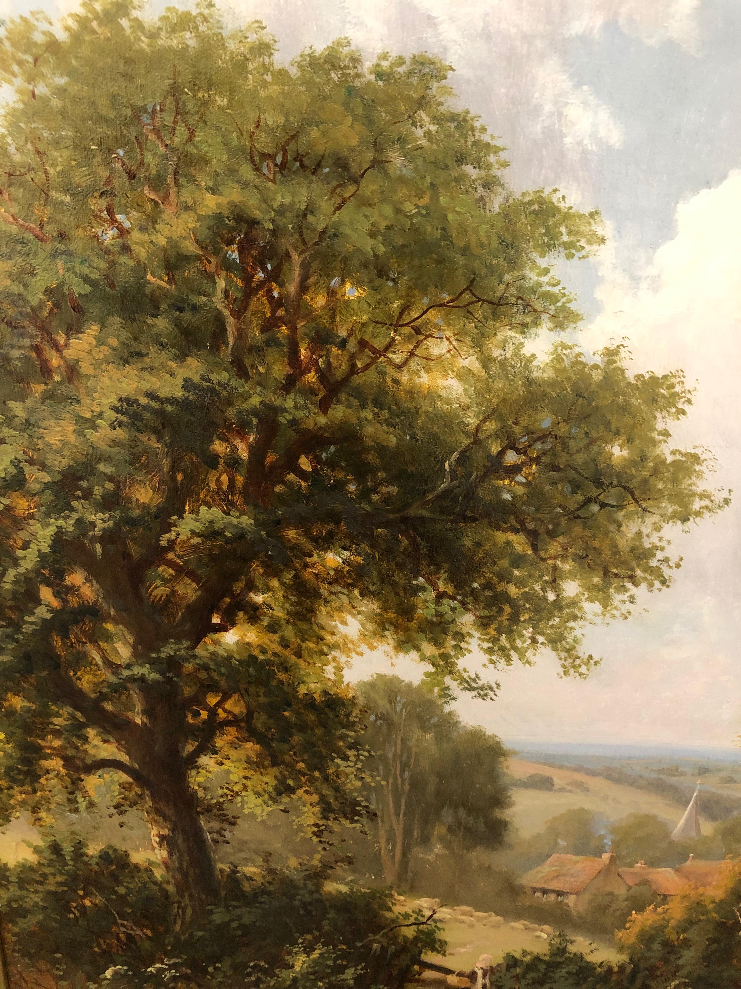 A View Near Wilmington, East Sussex - Large Landscape Oil Painting by R. Fenson 1