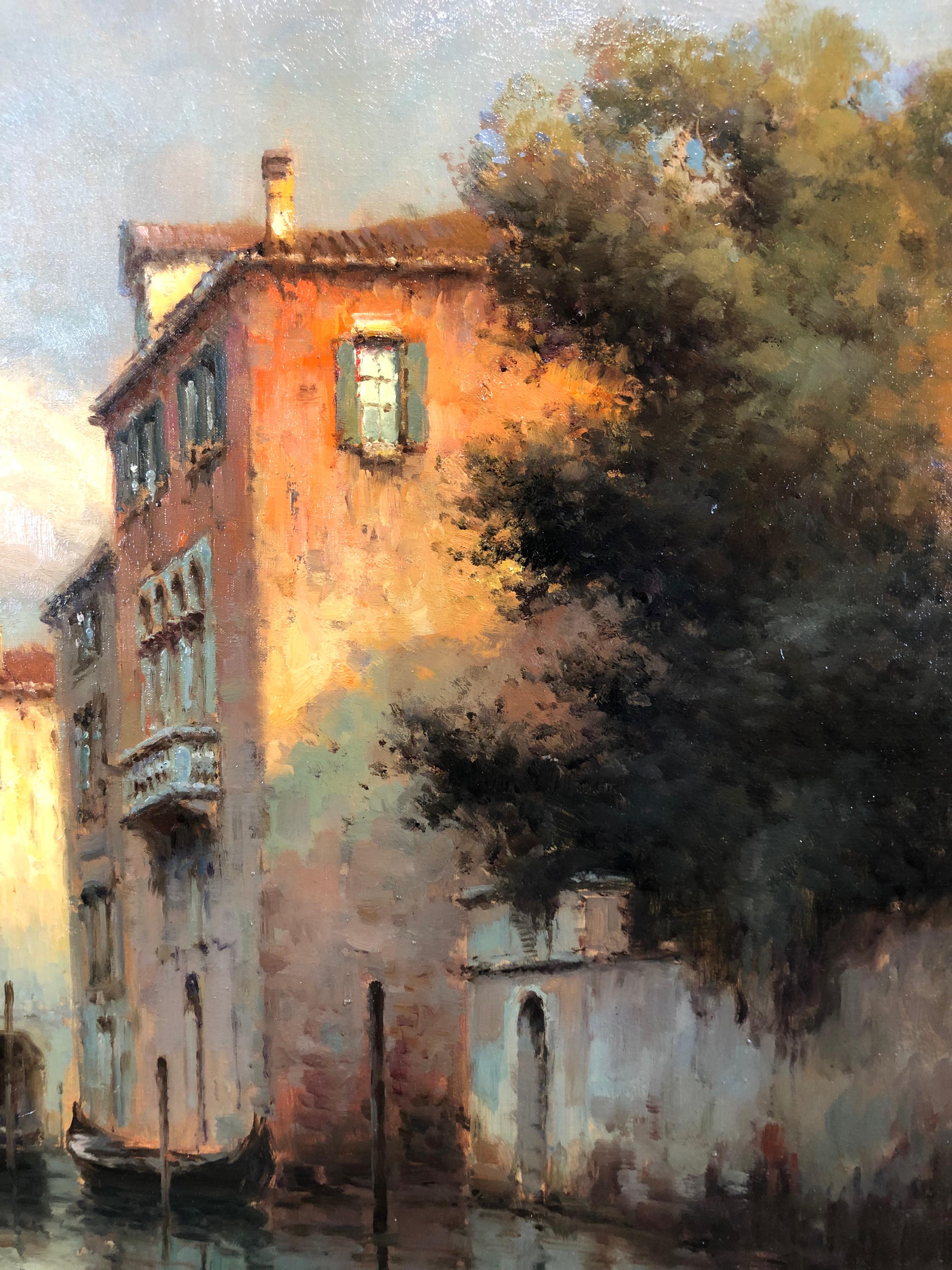 Venice, Evening - Oil on Canvas, Landscape Painting, Mid-20th Century, Bouvard 1