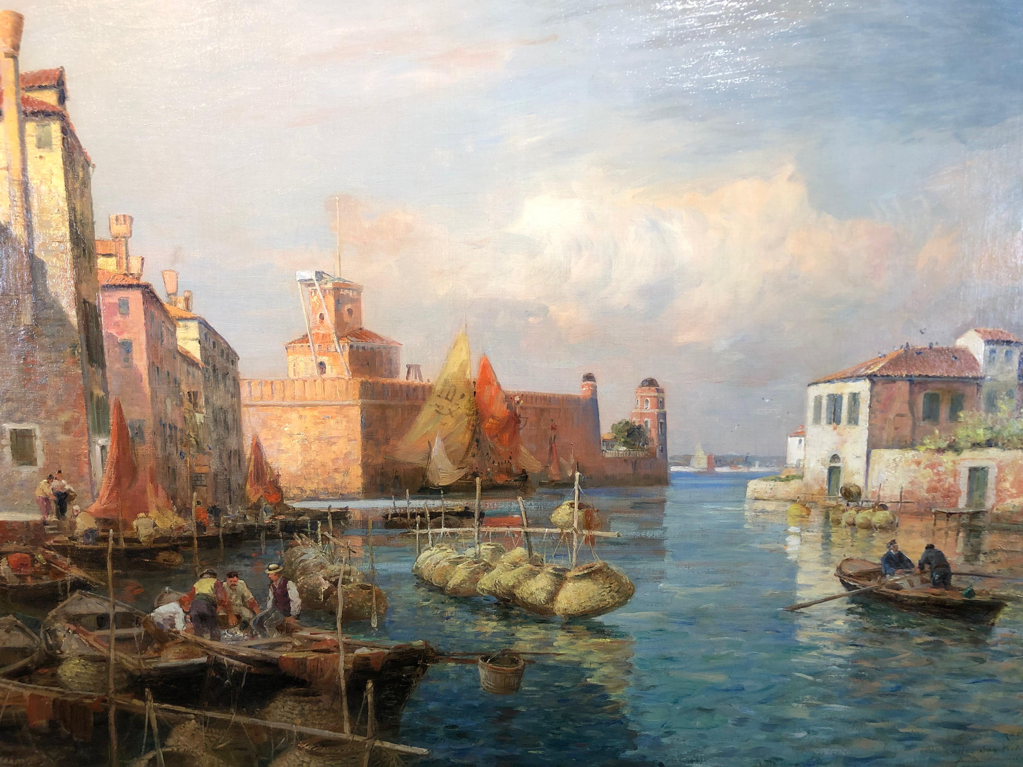 Canal San Pietro:: Pont du Guerre:: Rückseite des Arsenals:: Venedig (Impressionismus), Painting, von Gaston Roullet