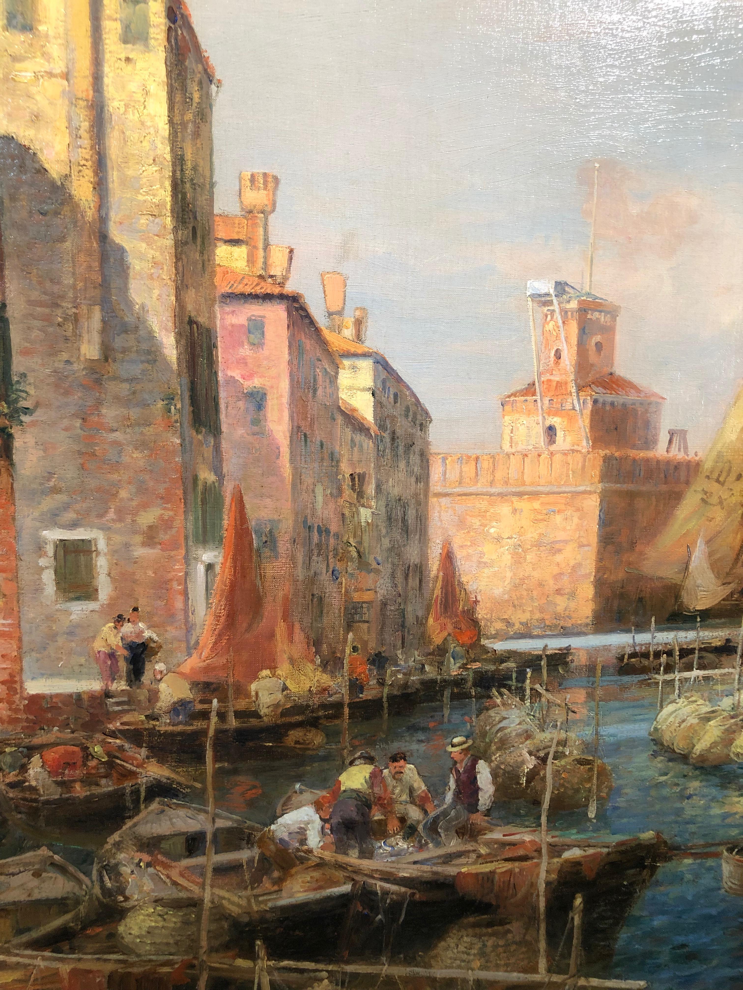 Canal San Pietro:: Pont du Guerre:: Rückseite des Arsenals:: Venedig (Grau), Landscape Painting, von Gaston Roullet