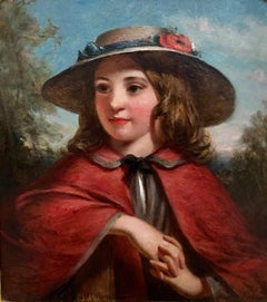 Little Red Riding Hood - Literary Portrait Oil Painting by J.H.S.Mann