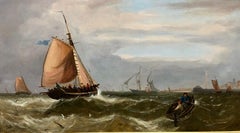 Fishing Boats Making For Yarmouth Haven - Large Seascape Oil On Canvas, Callow