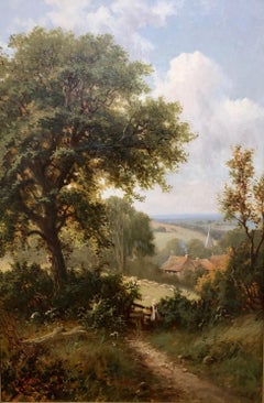 A View Near Wilmington, East Sussex - Large Landscape Oil Painting by R. Fenson