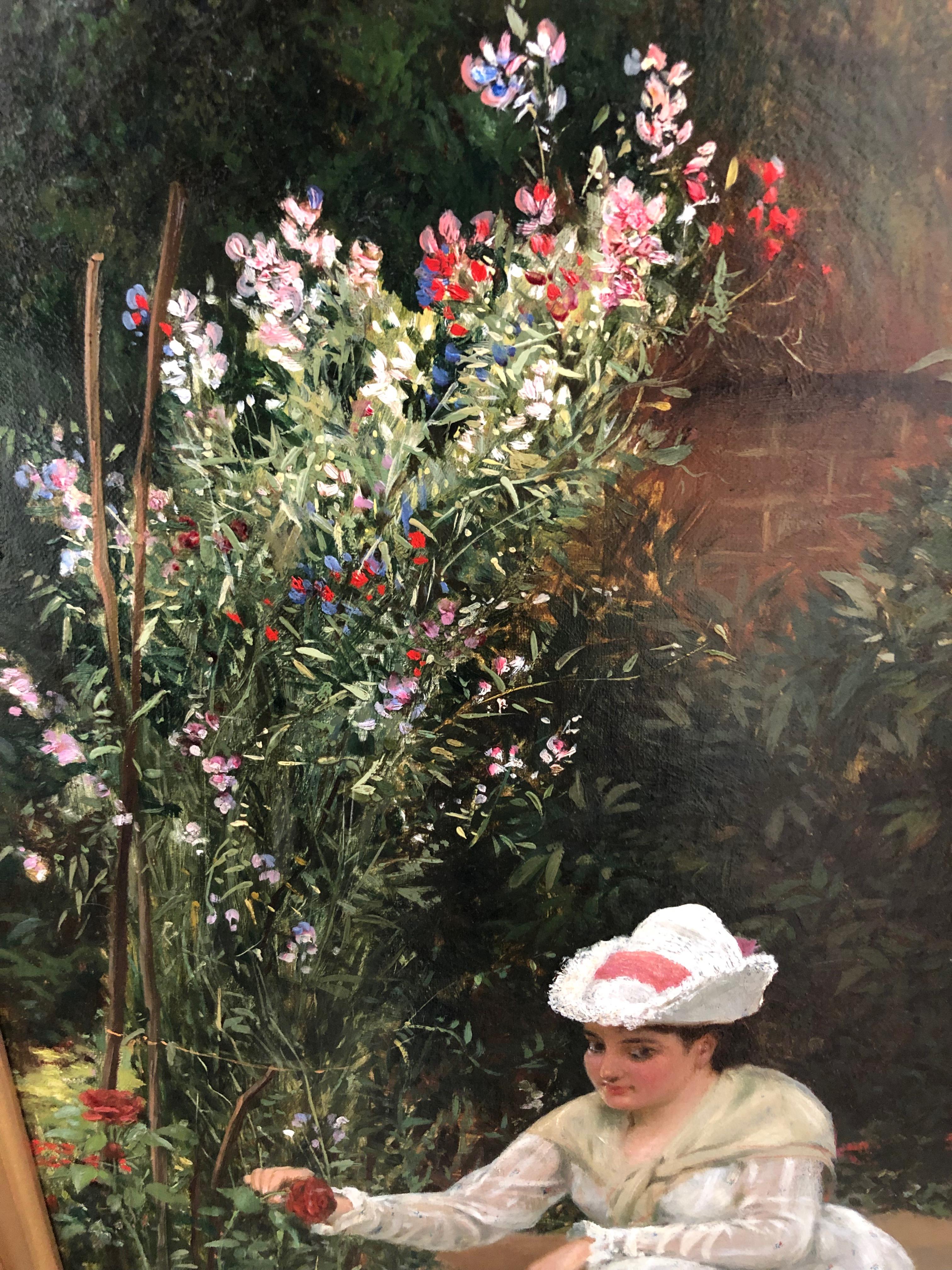 Gathering Roses - Oil Painting by John Haynes Williams For Sale 3