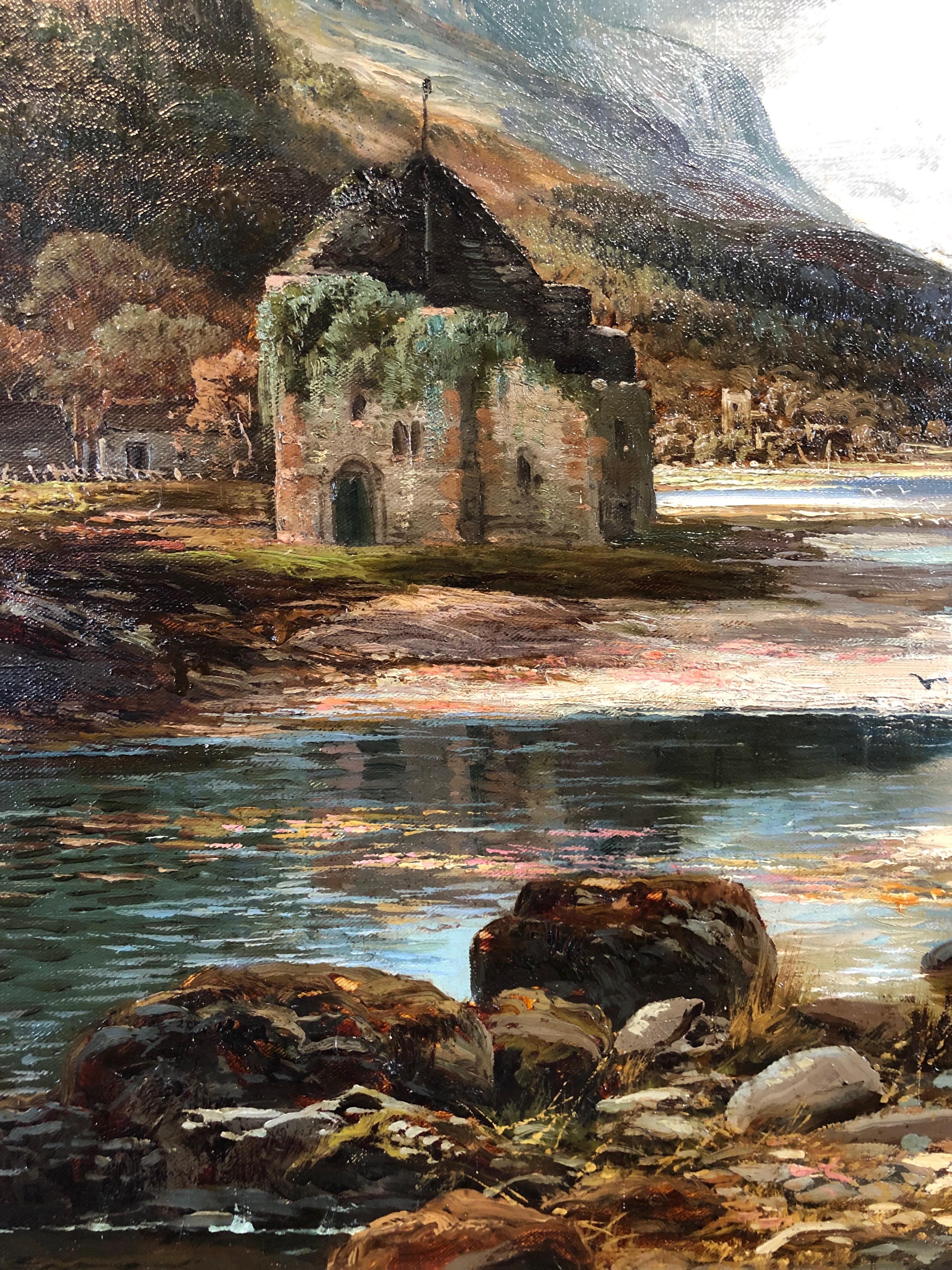 Loch Ransie, Arran - Large Landscape Oil Painting By Clarence Henry Roe 1