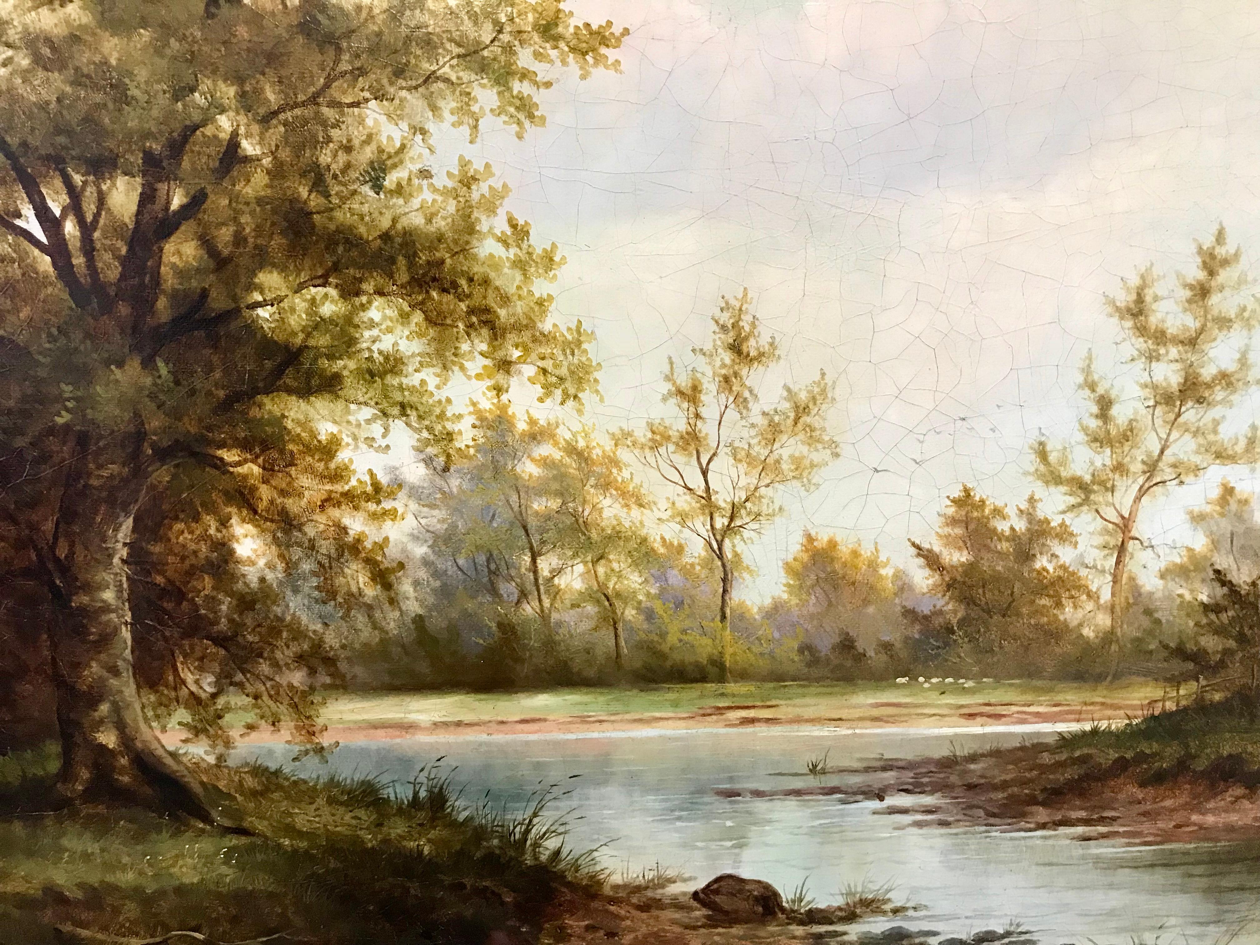 Woodland Camp By A River -  Landschaftsgemälde, Öl auf Leinwand, von John Westall im Angebot 2