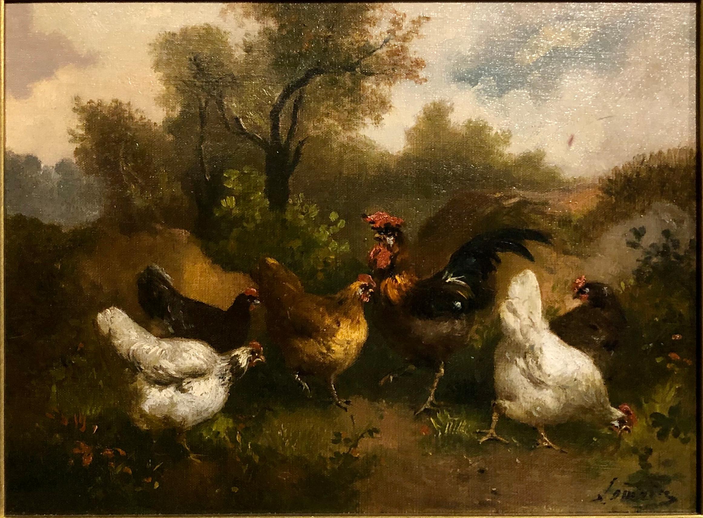 Pair Of Chickens In Landscape 6